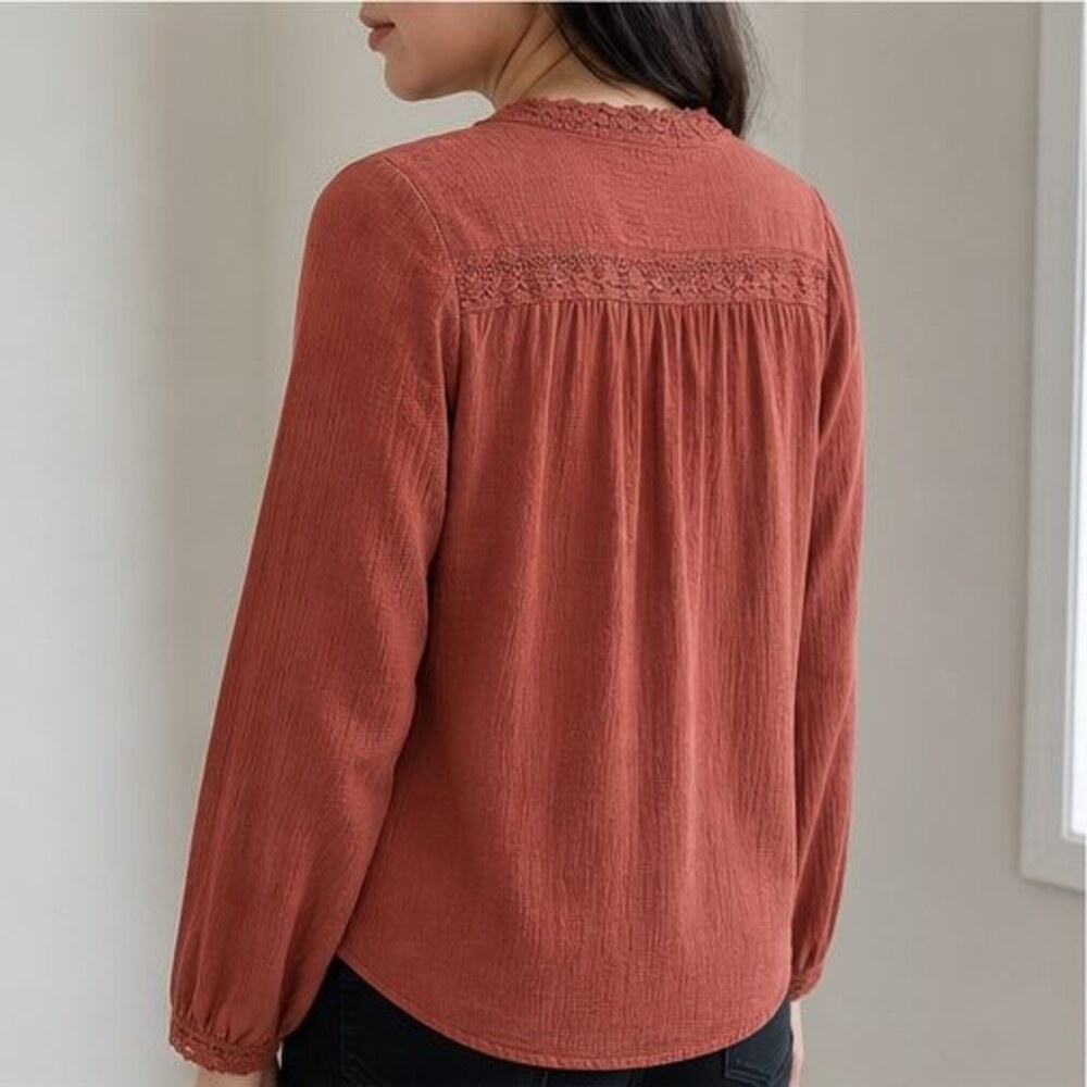 Rust Puff Sleeve Top - Picture 3 of 6